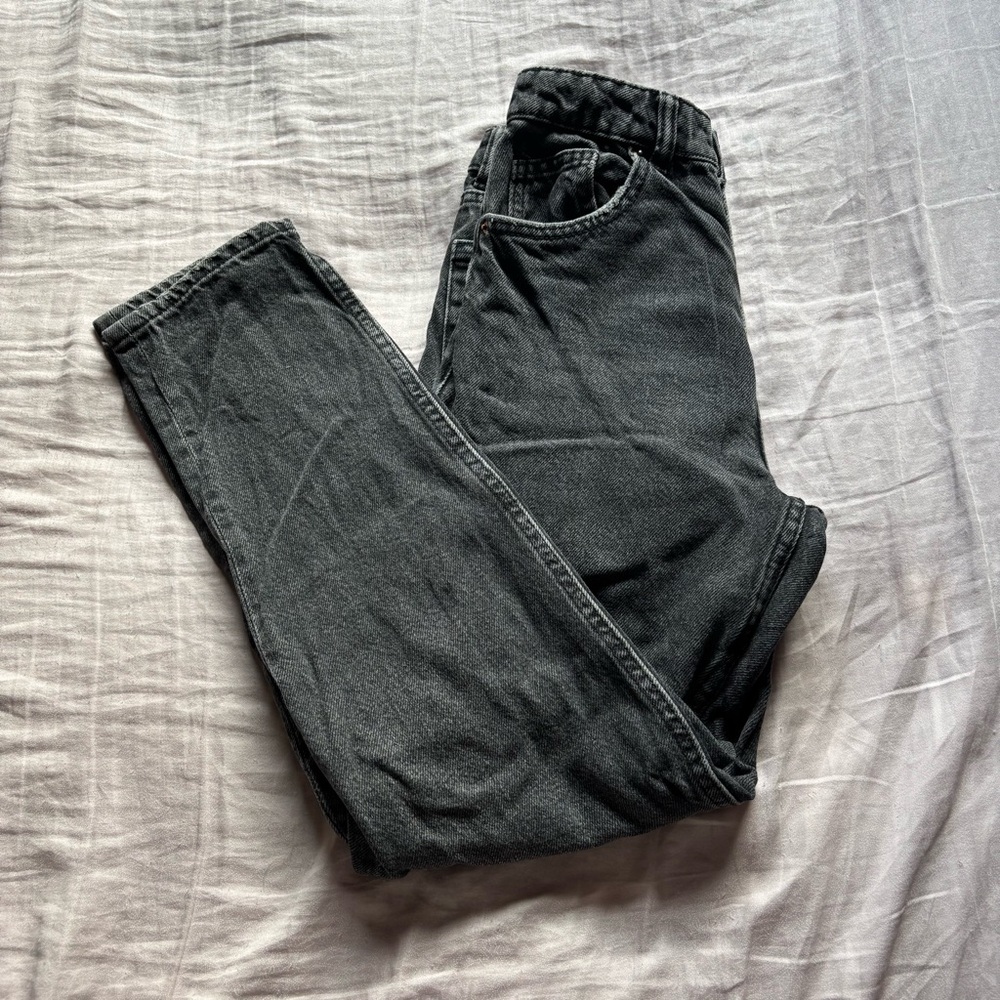 Bershka Charcoal Black Denim High Rise Jeans